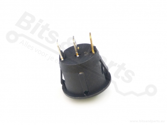 Switch rocker snap-in on/off round black with yellow LED indication